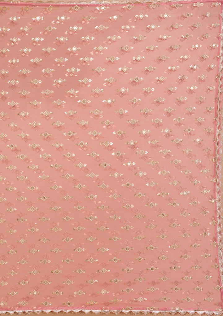 Pink Zariwork Georgette Readymade Salwar Kameez-Koskii
