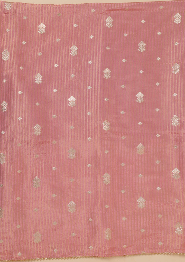 Pink Zariwork Georgette Unstitched Salwar Suit-Koskii