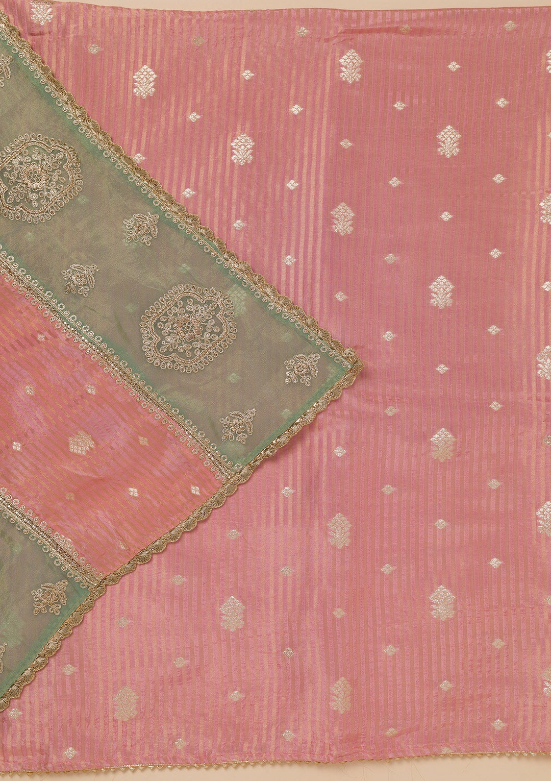 Pink Zariwork Georgette Unstitched Salwar Suit-Koskii
