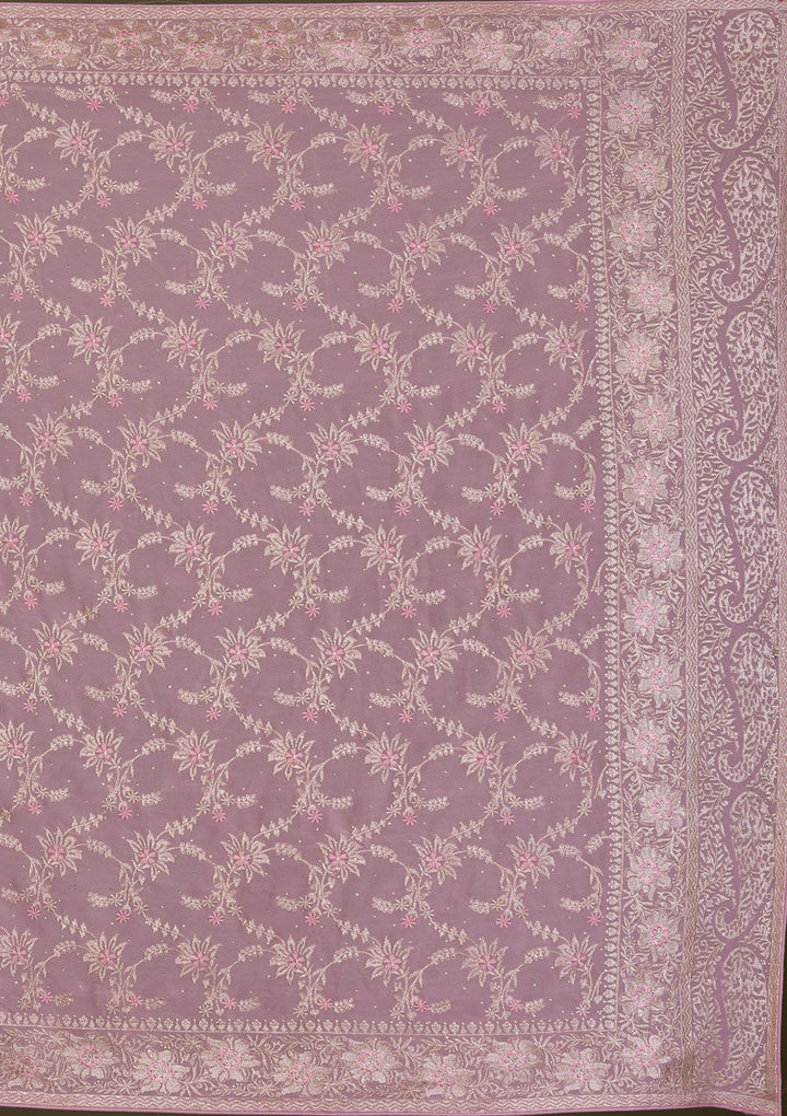 Pink Zariwork Georgette Saree-Koskii