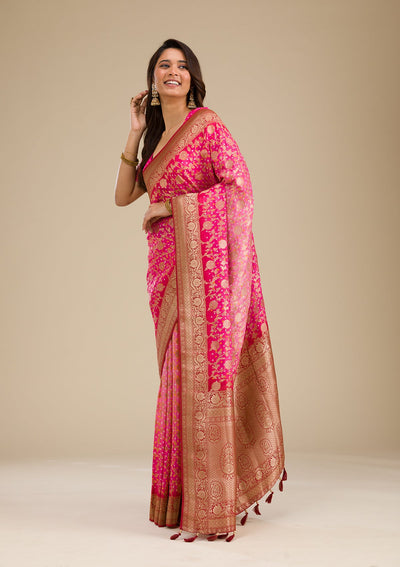 Pink Zariwork Georgette Saree-Koskii