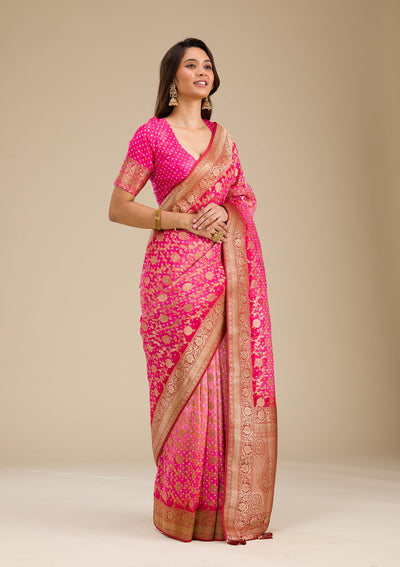 Pink Zariwork Georgette Saree-Koskii