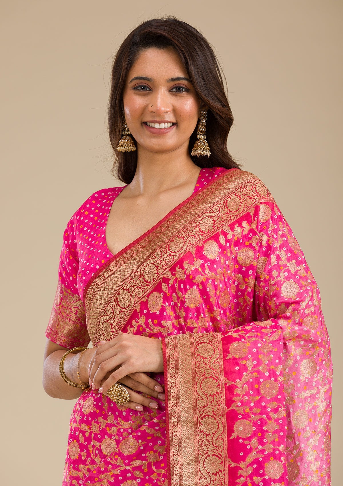 Pink Zariwork Georgette Saree-Koskii