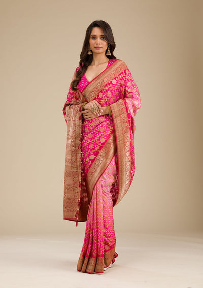 Pink Zariwork Georgette Saree-Koskii