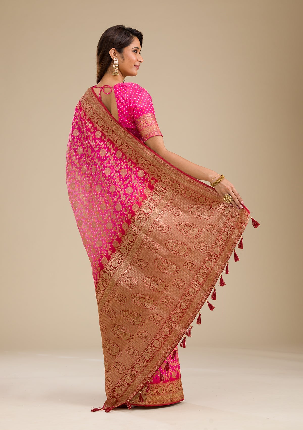 Pink Zariwork Georgette Saree-Koskii