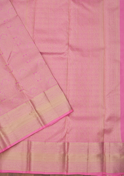 Pink Zariwork Pure Silk Saree-Koskii