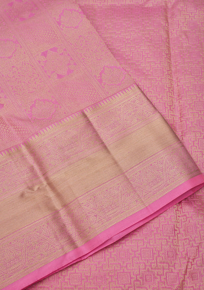 Pink Zariwork Pure Silk Saree-Koskii