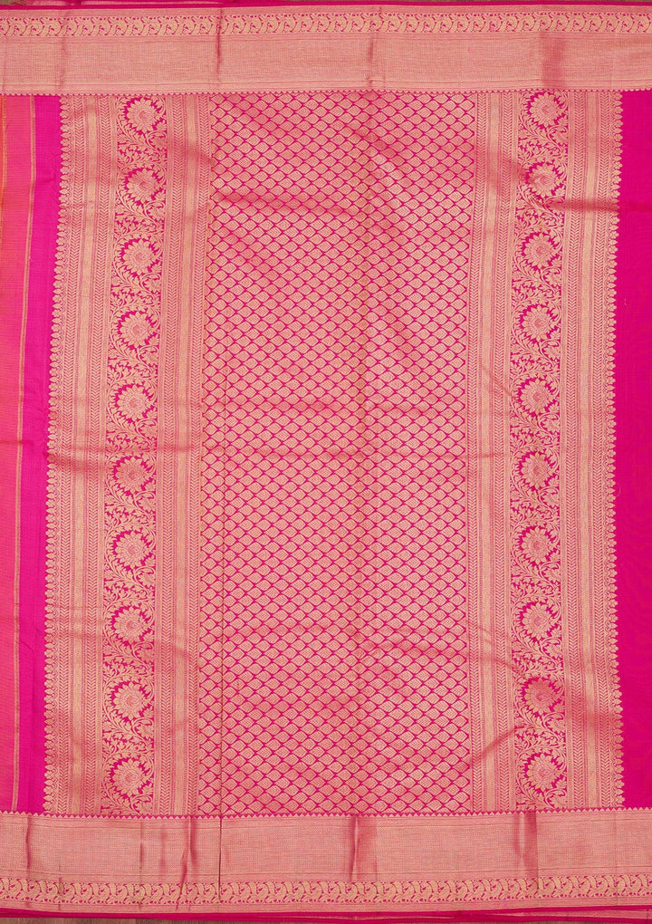 Pink Zariwork Pure Silk Saree-Koskii