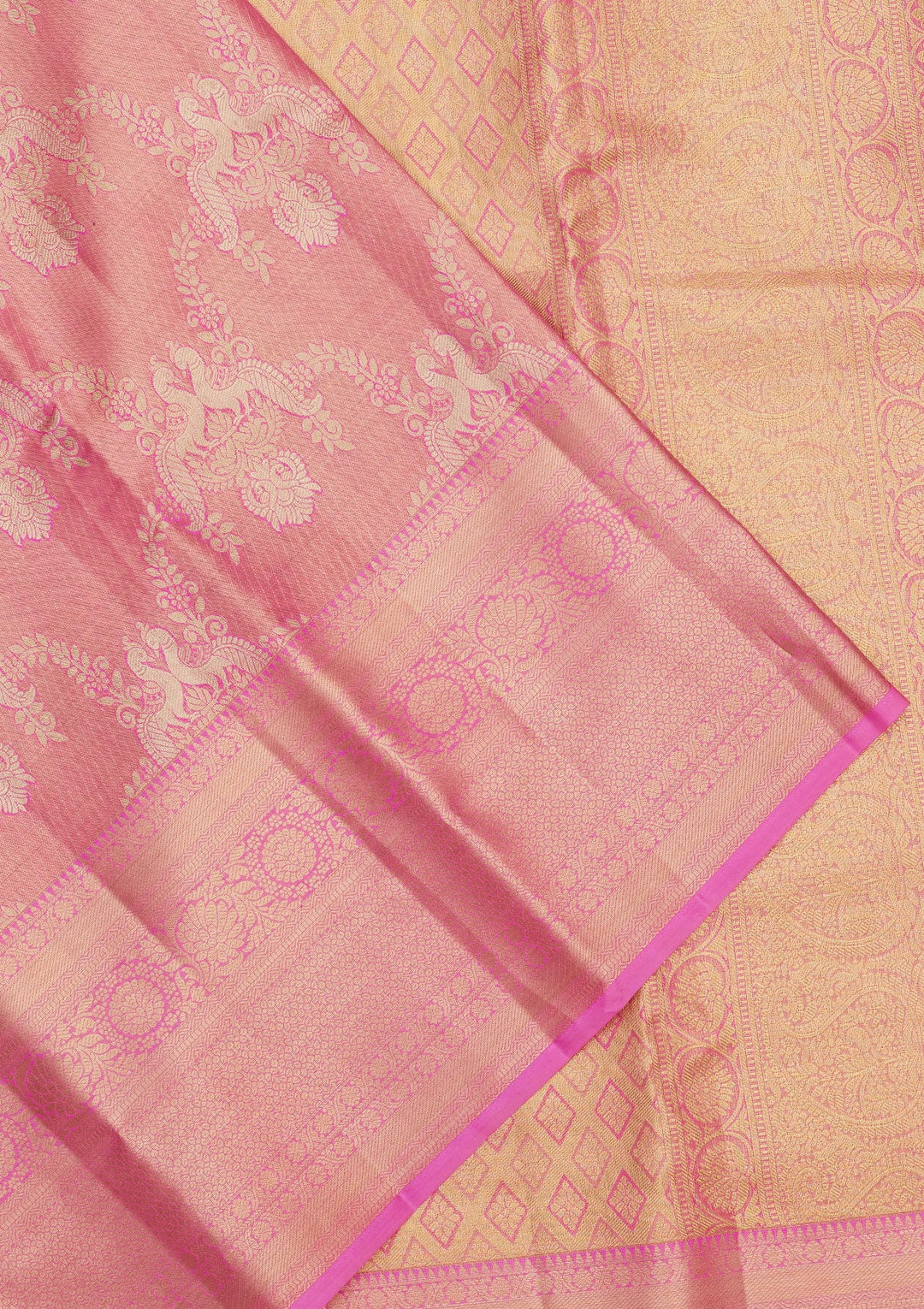 Pink Zariwork Pure Silk Saree-Koskii