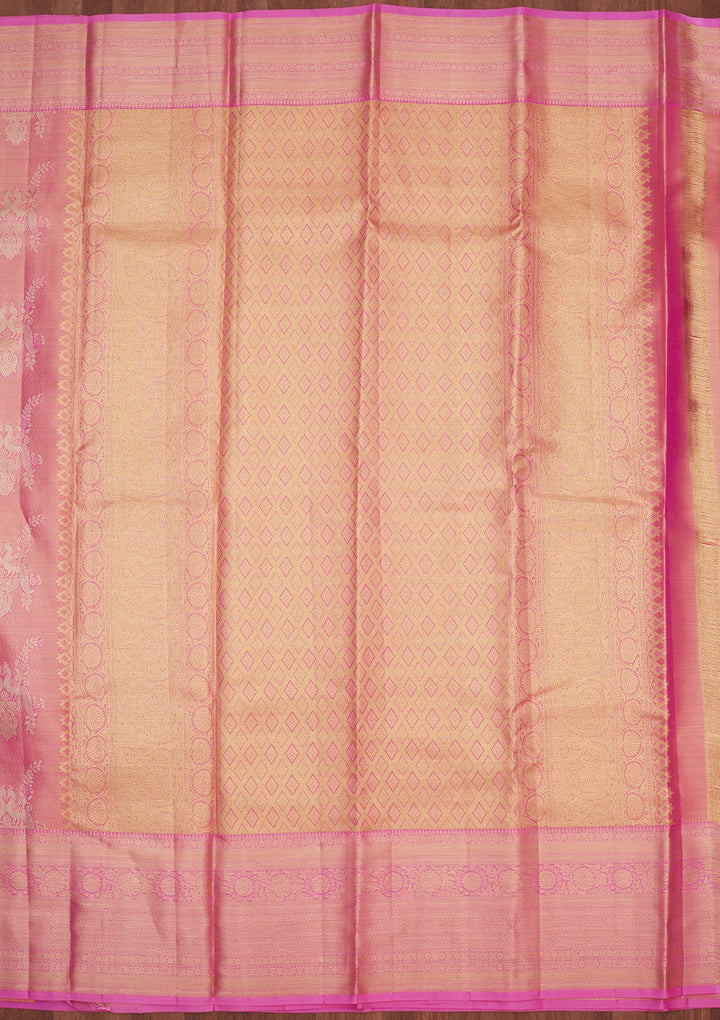Pink Zariwork Pure Silk Saree-Koskii