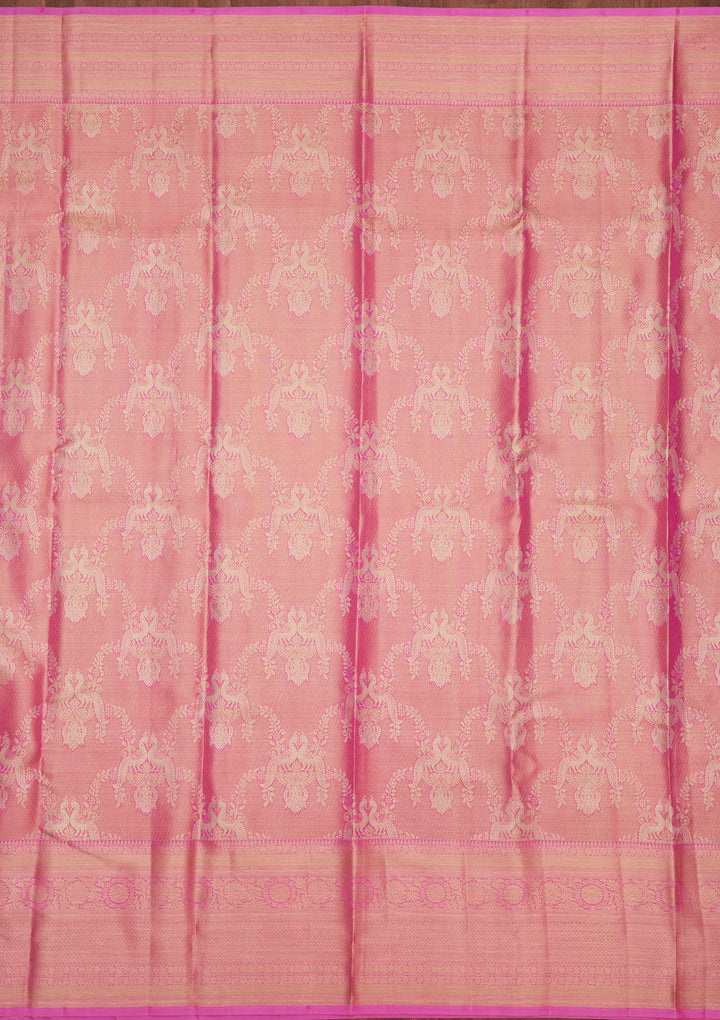 Pink Zariwork Pure Silk Saree-Koskii
