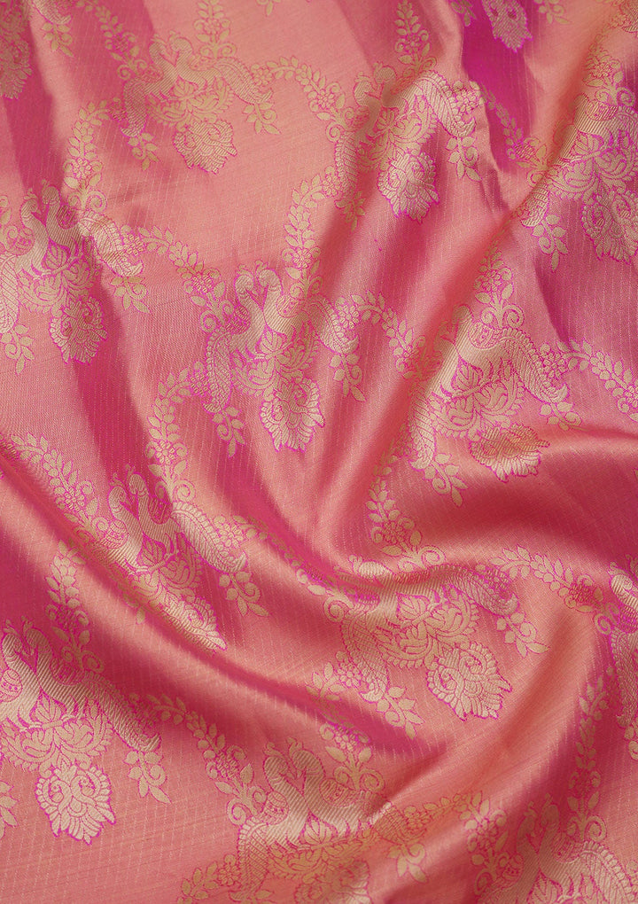 Pink Zariwork Pure Silk Saree-Koskii
