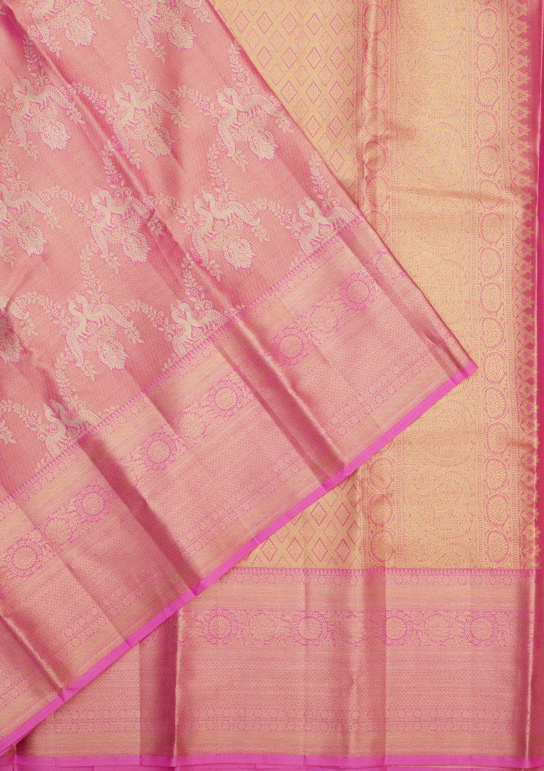 Pink Zariwork Pure Silk Saree-Koskii