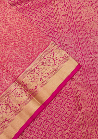 Pink Zariwork Pure Silk Saree-Koskii