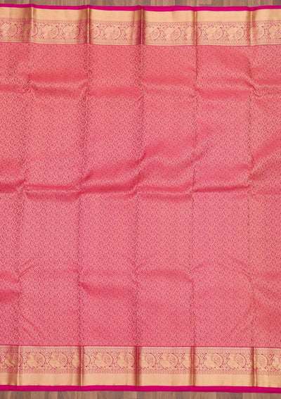 Pink Zariwork Pure Silk Saree-Koskii