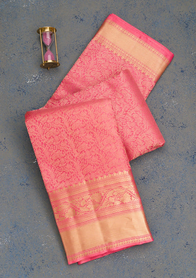 Pink Zariwork Pure Silk Saree-Koskii