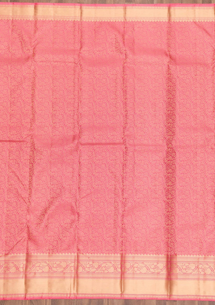 Pink Zariwork Pure Silk Saree-Koskii