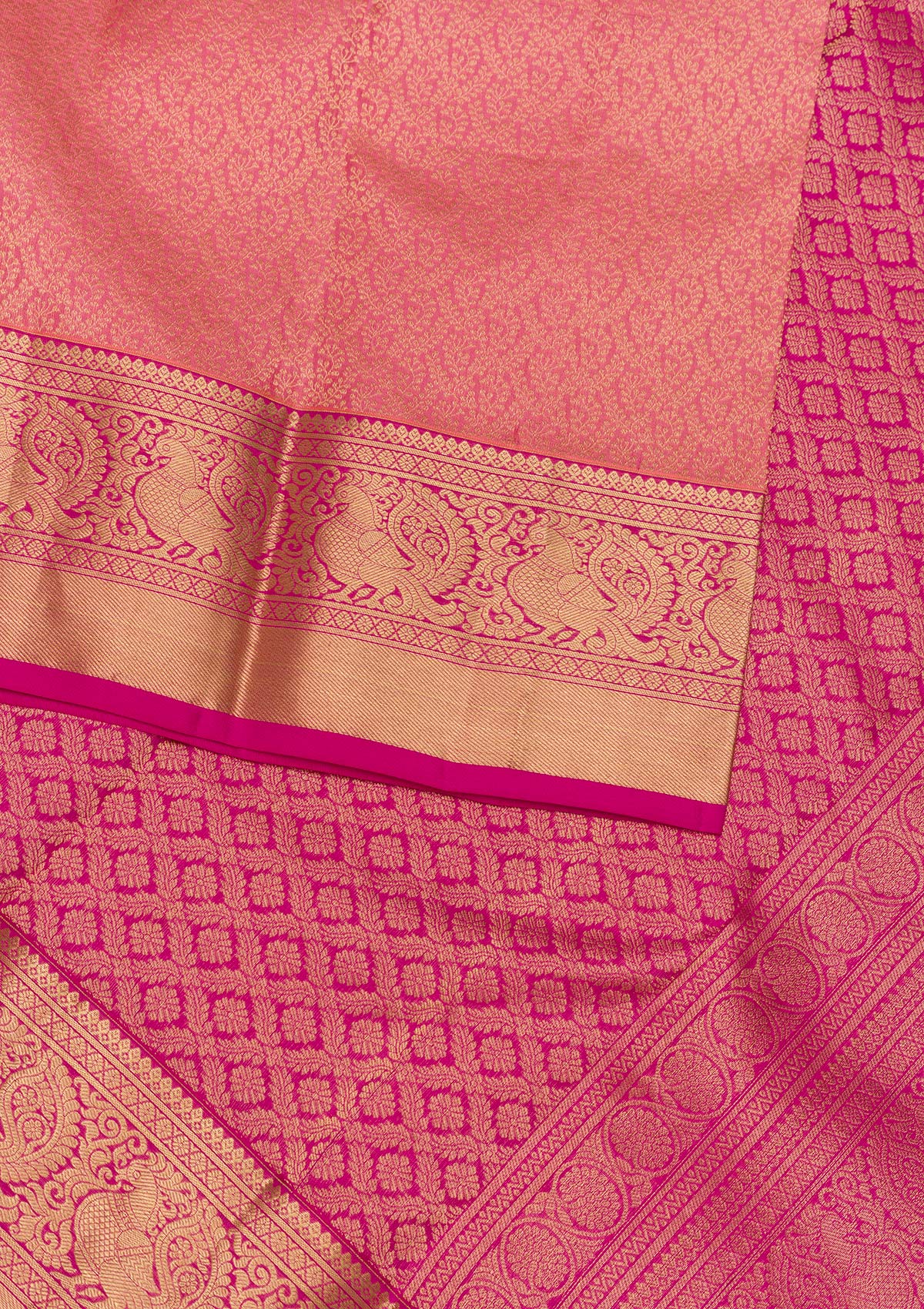 Pink Zariwork Pure Silk Saree-Koskii