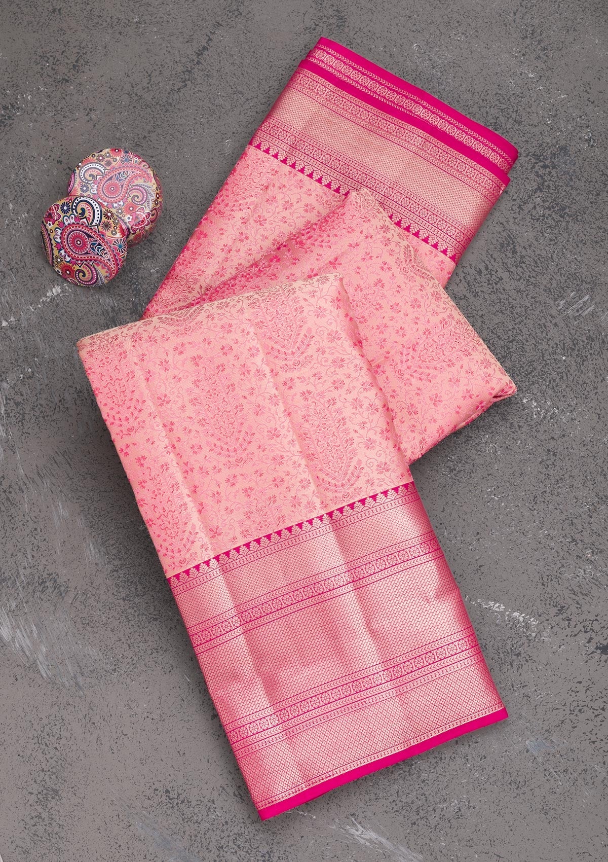 Pink Zariwork Pure Silk Saree-Koskii