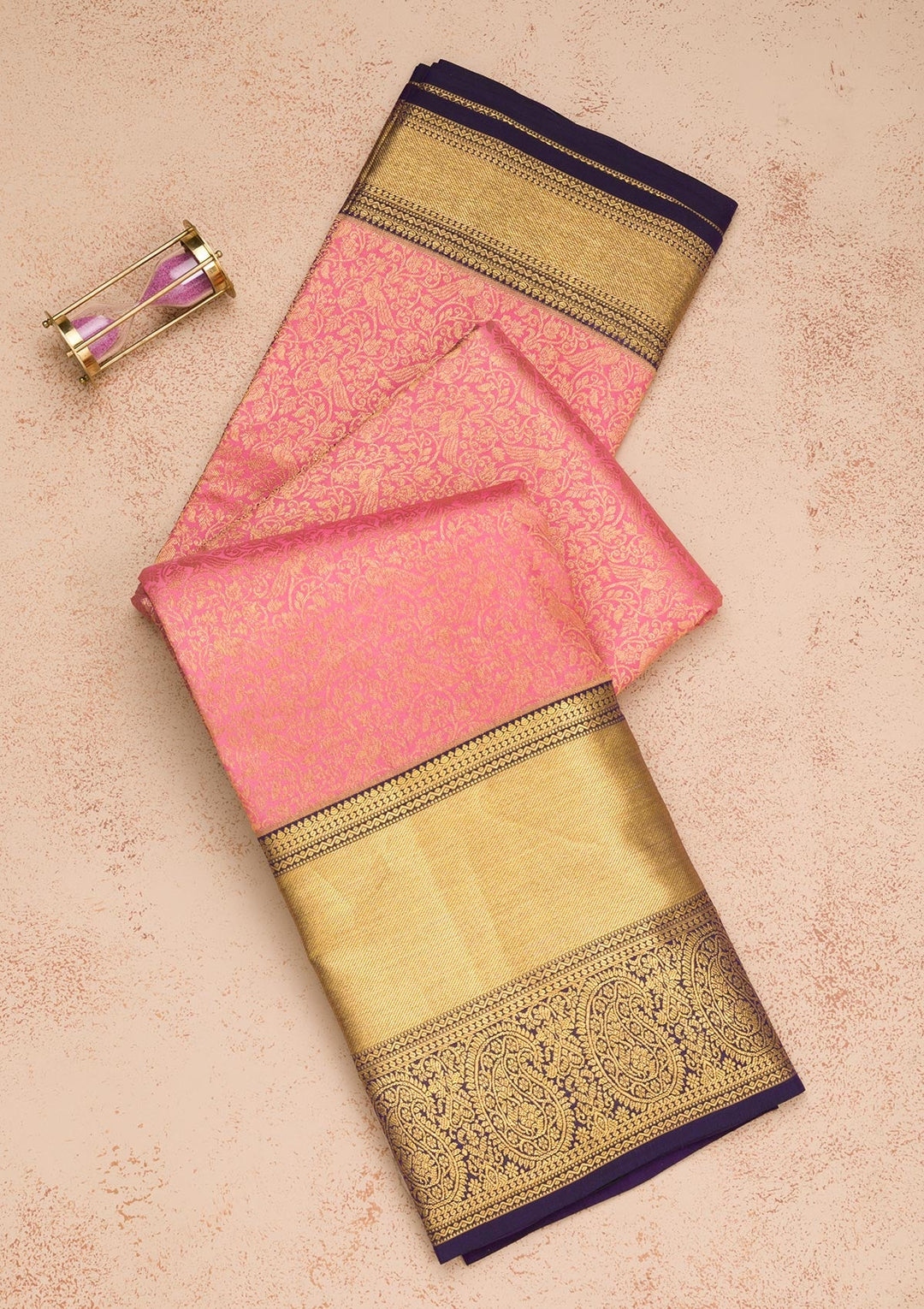 Pink Zariwork Pure Silk Saree-Koskii
