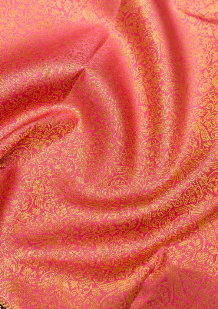 Pink Zariwork Pure Silk Saree-Koskii