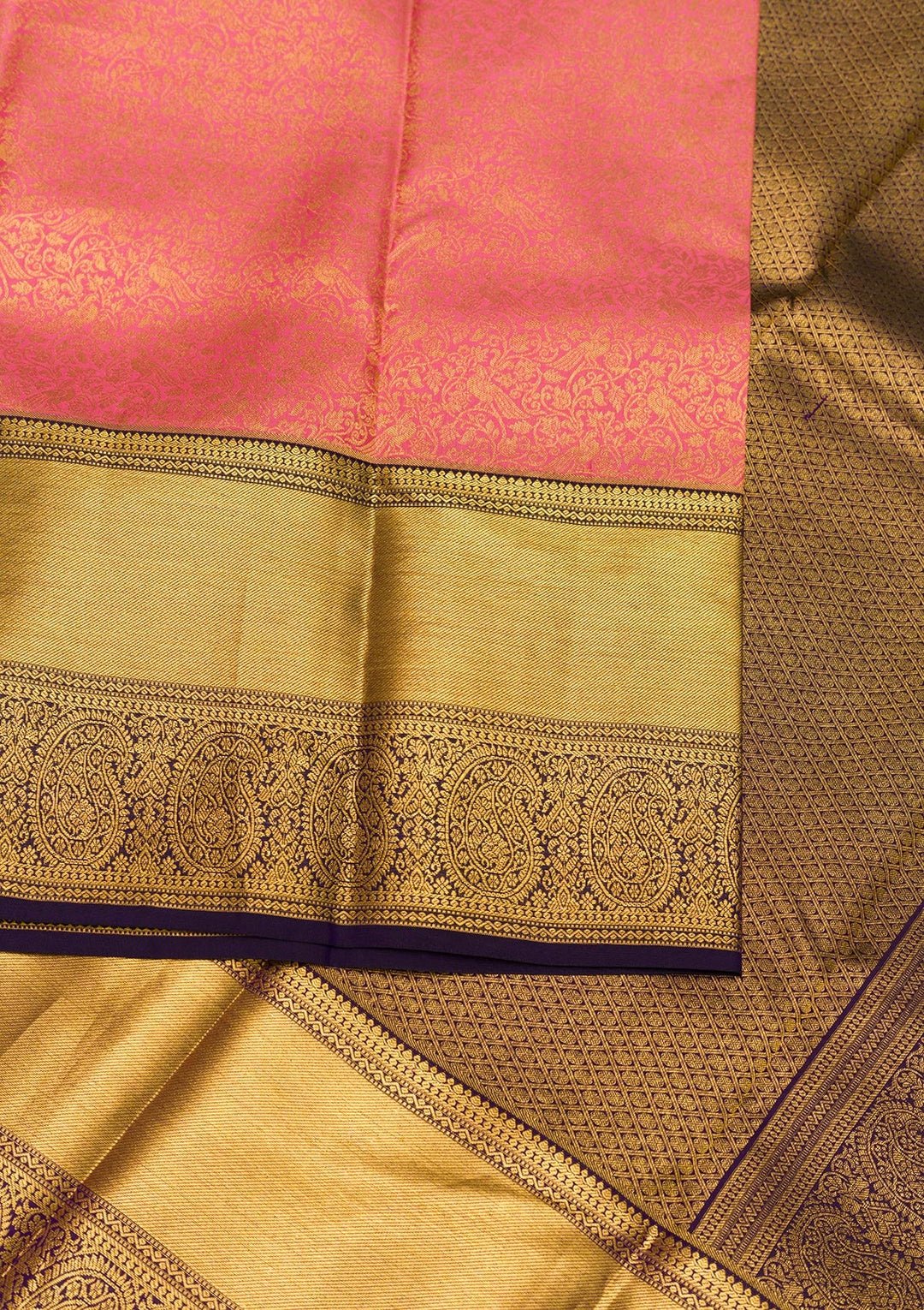 Pink Zariwork Pure Silk Saree-Koskii