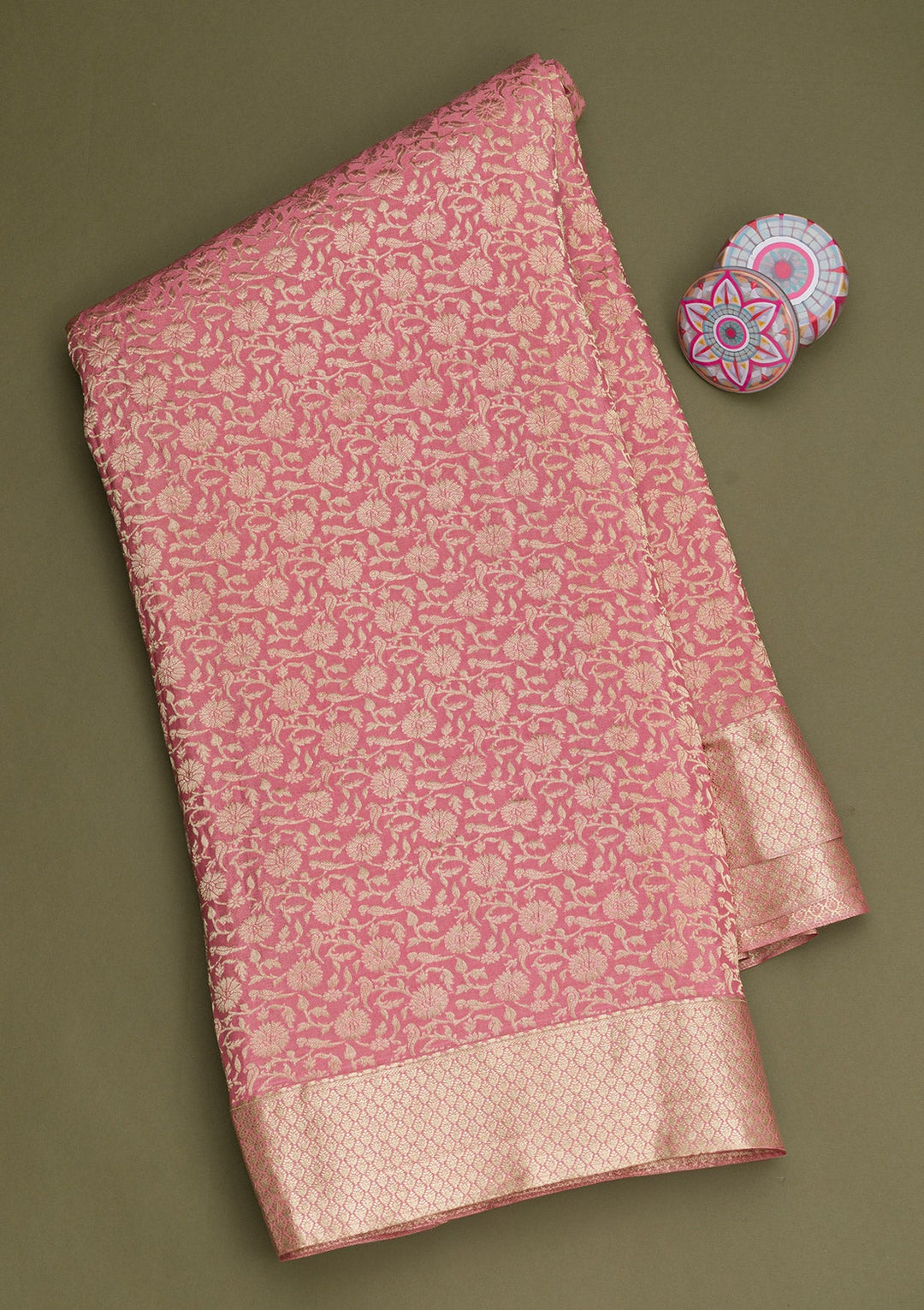 Pink Zariwork Pure Silk Saree-Koskii