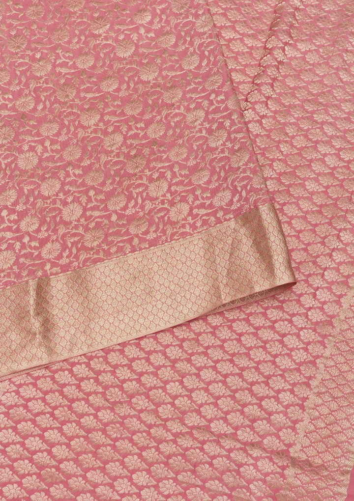 Pink Zariwork Pure Silk Saree-Koskii