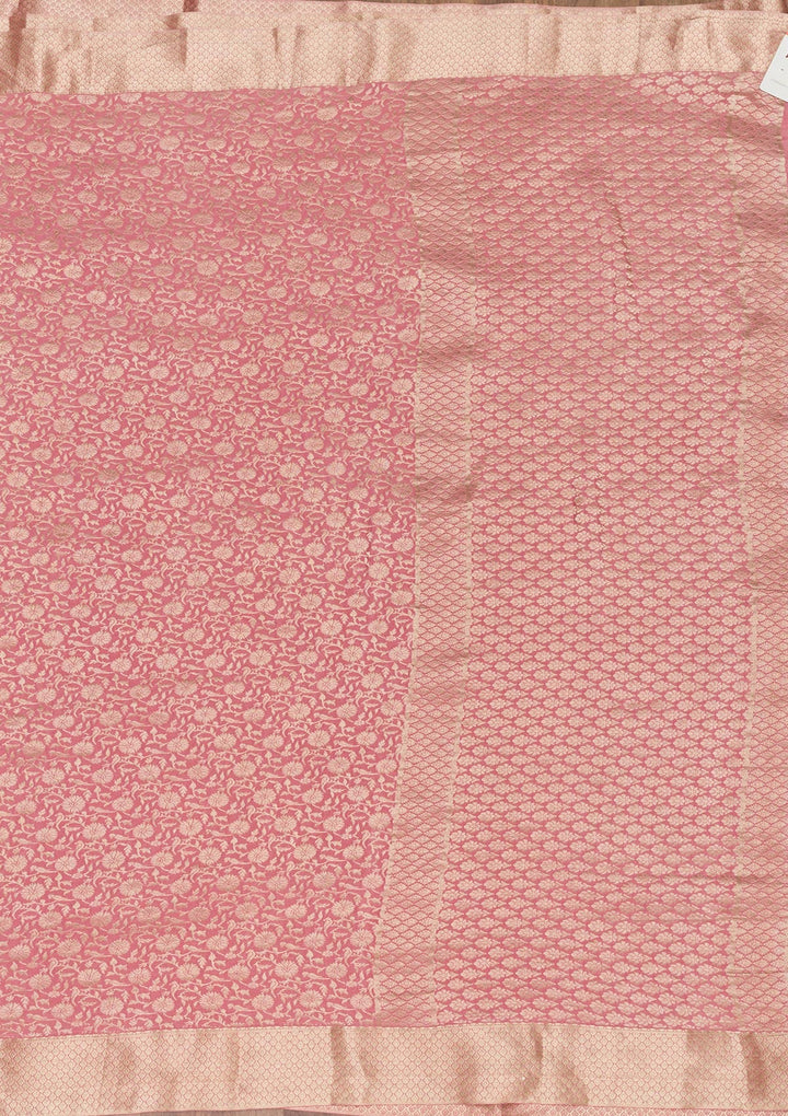 Pink Zariwork Pure Silk Saree-Koskii