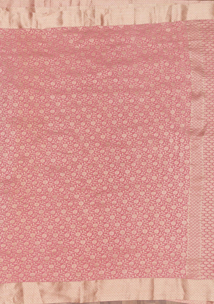 Pink Zariwork Pure Silk Saree-Koskii
