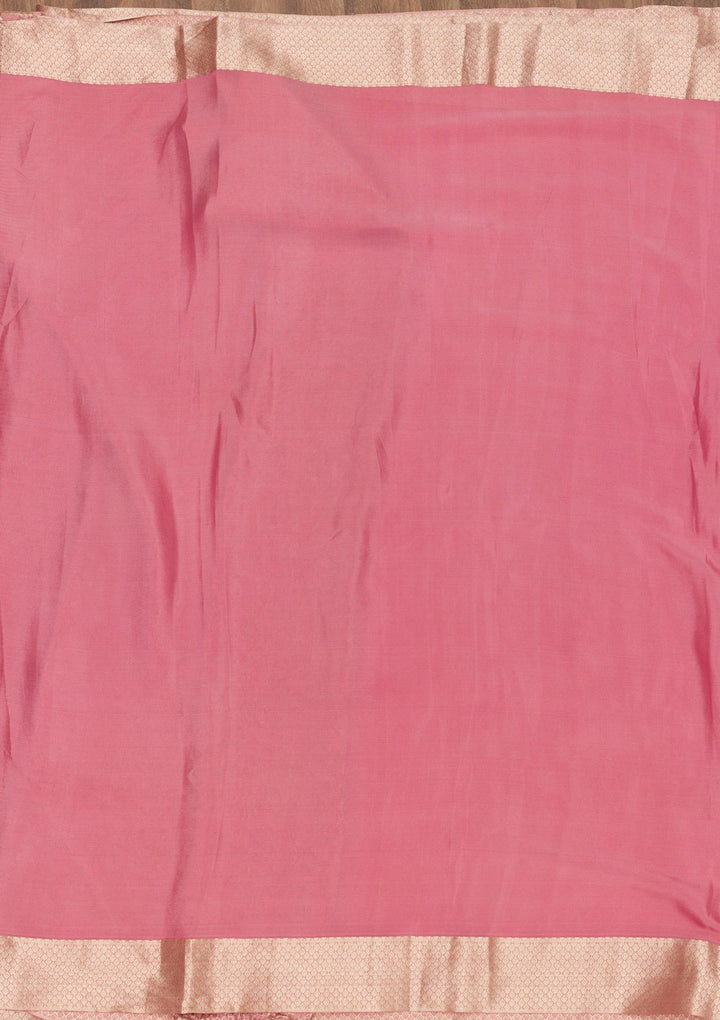 Pink Zariwork Pure Silk Saree-Koskii