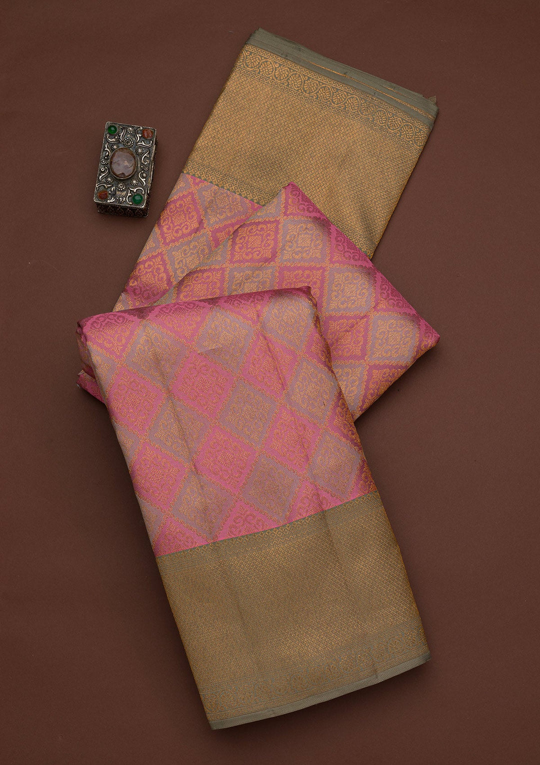 Pink Zariwork Pure Silk Saree-Koskii