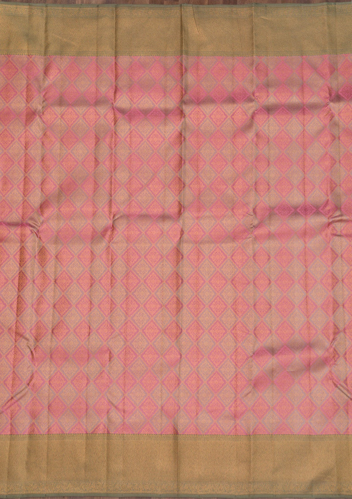 Pink Zariwork Pure Silk Saree-Koskii