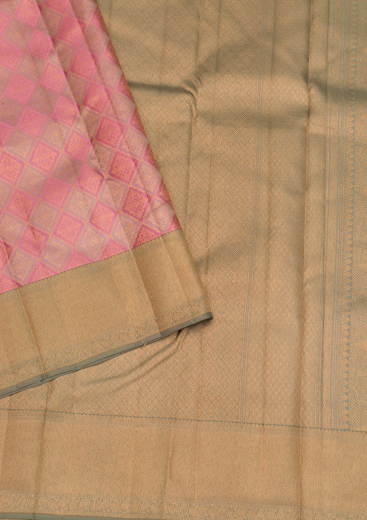 Pink Zariwork Pure Silk Saree-Koskii