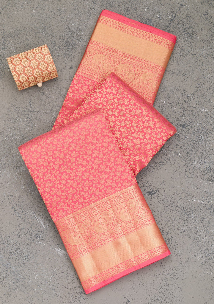 Pink Zariwork Pure Silk Saree-Koskii