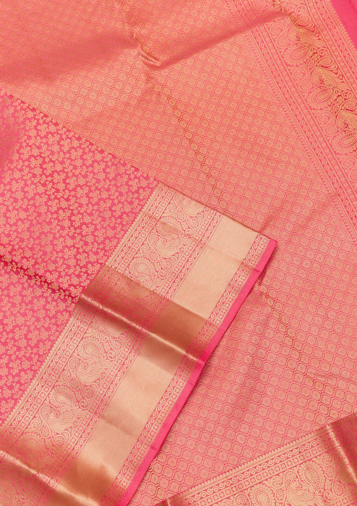 Pink Zariwork Pure Silk Saree-Koskii