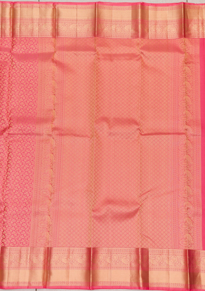 Pink Zariwork Pure Silk Saree-Koskii
