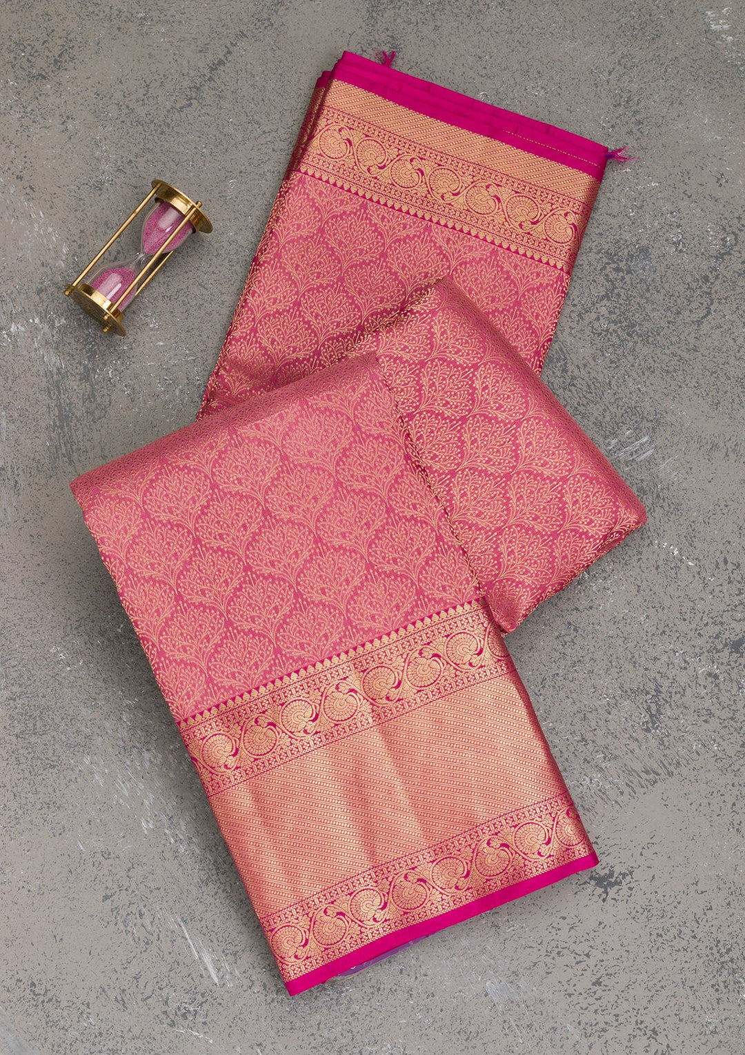 Pink Zariwork Pure Silk Saree-Koskii