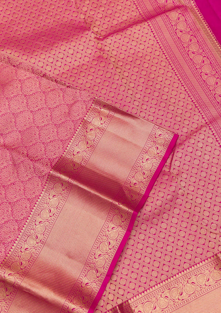 Pink Zariwork Pure Silk Saree-Koskii