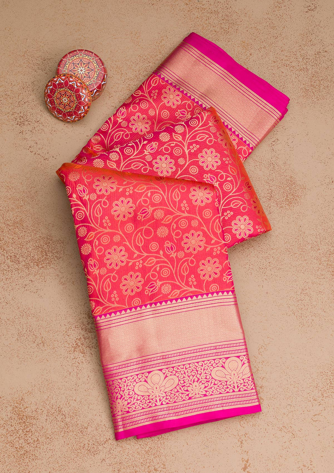 Pink Zariwork Pure Silk Saree-Koskii