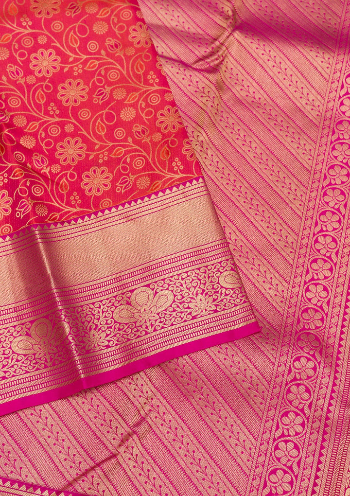 Pink Zariwork Pure Silk Saree-Koskii