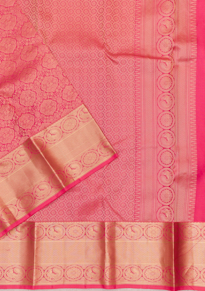 Pink Zariwork Pure Silk Saree-Koskii
