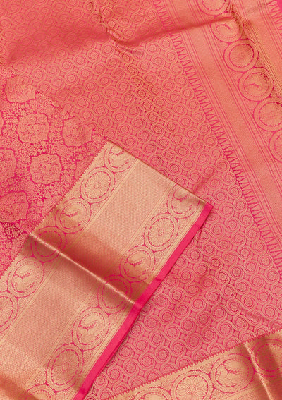 Pink Zariwork Pure Silk Saree-Koskii