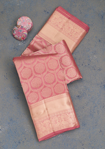 Pink Zariwork Pure Silk Saree-Koskii