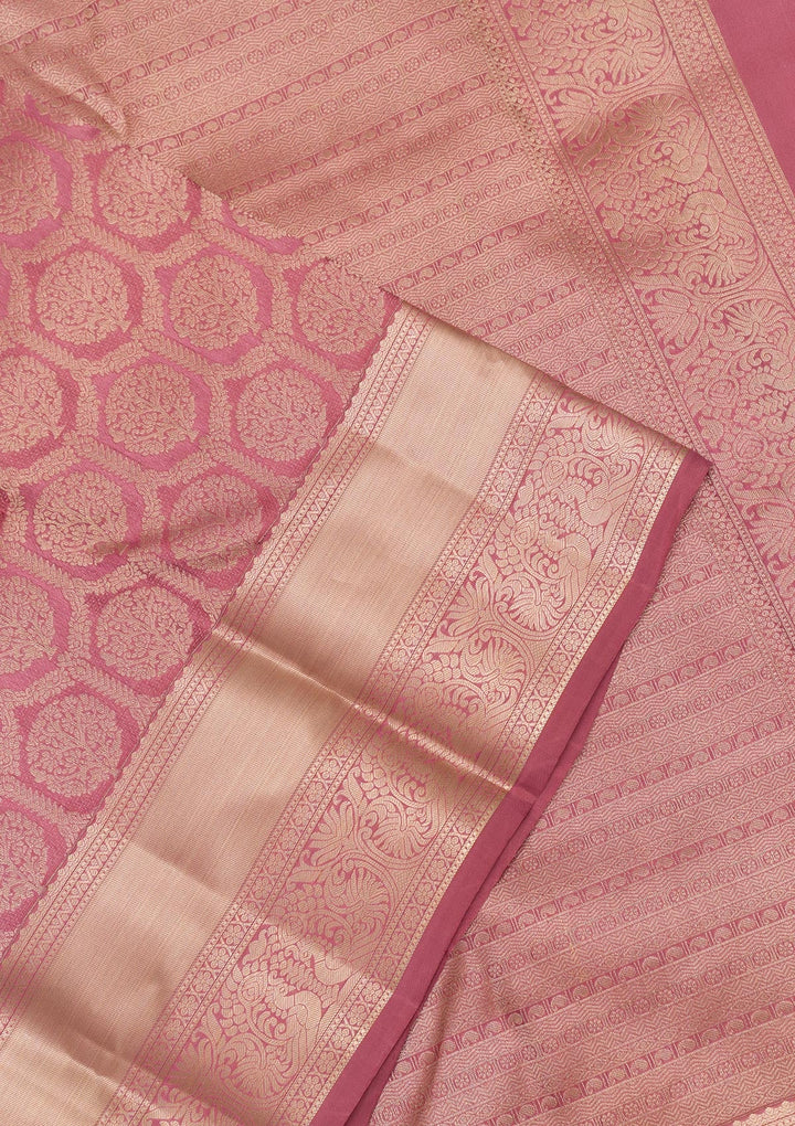 Pink Zariwork Pure Silk Saree-Koskii