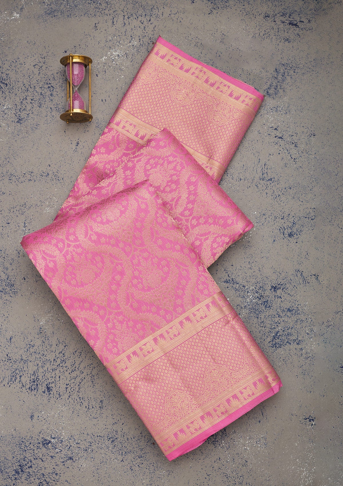 Pink Zariwork Pure Silk Saree-Koskii