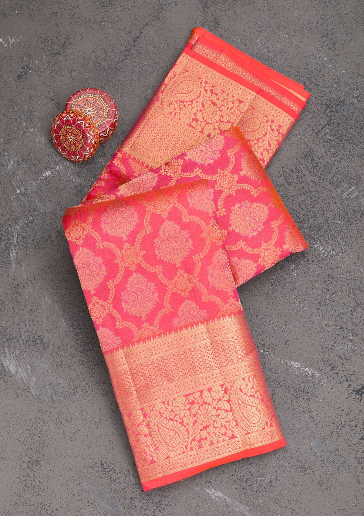 Pink Zariwork Pure Silk Saree-Koskii