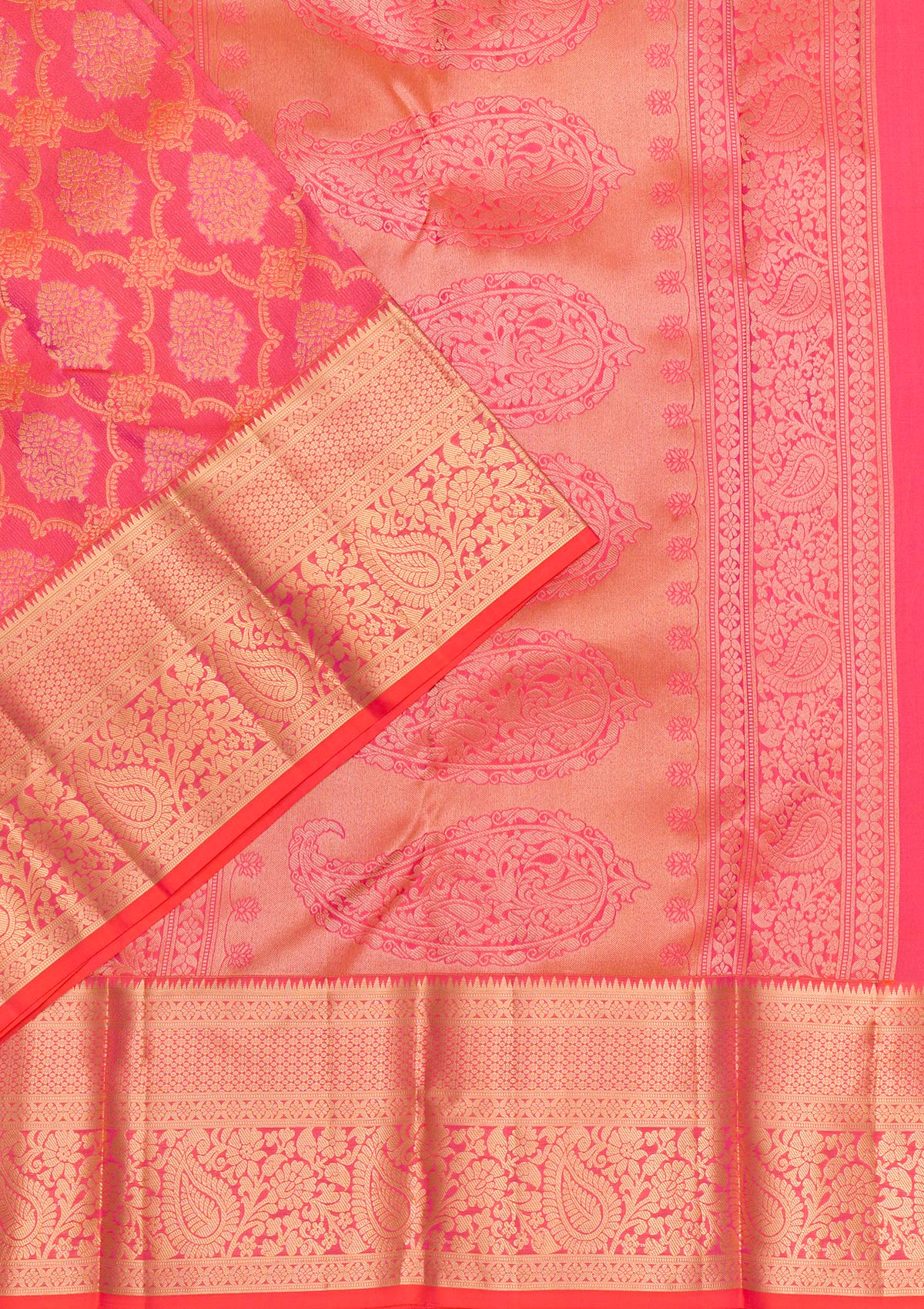 Pink Zariwork Pure Silk Saree-Koskii