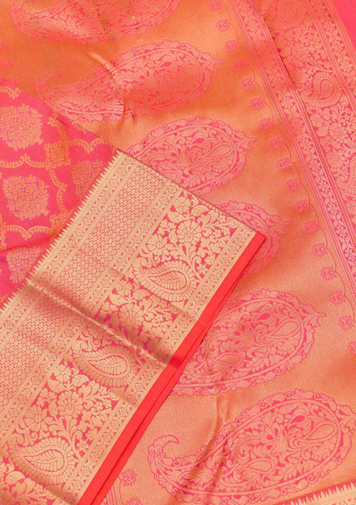 Pink Zariwork Pure Silk Saree-Koskii