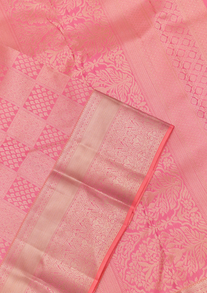 Pink Zariwork Pure Silk Saree-Koskii